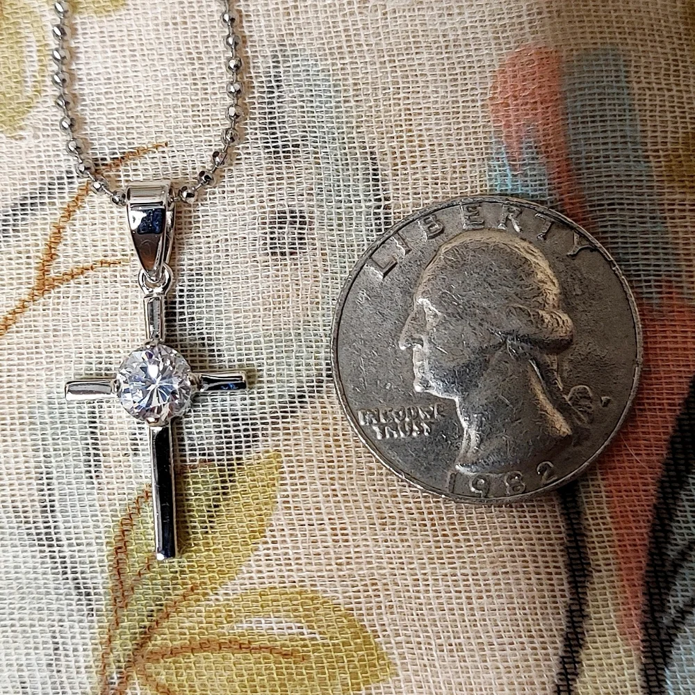 5 Holy Communion Cubic Zirconia Crosses Catholic Jewelry Petite Necklace NEW